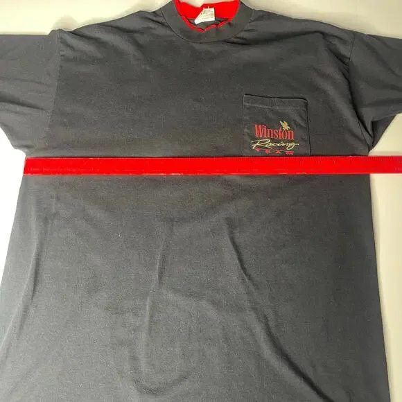 Vintage Winston Racing Pocket-Tee Shirt Men Sz XL Black 90s Single Stitch USA - Picture 7 of 13